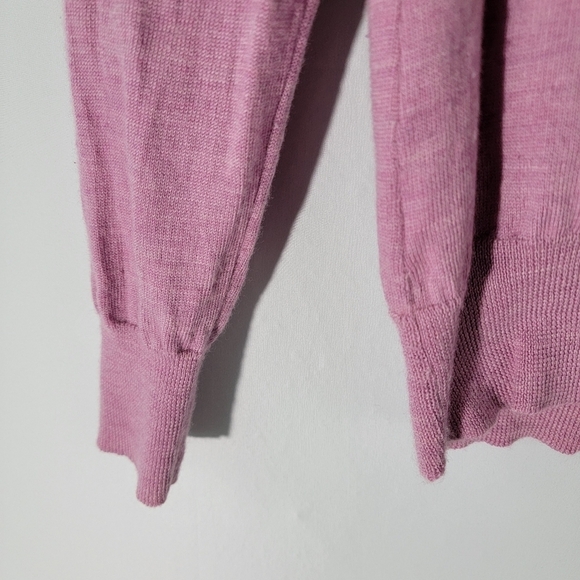 Talbot's Women's Pink/Gray/White Argile Button-Front Sweater Sz M Merino Wool - Picture 9 of 12